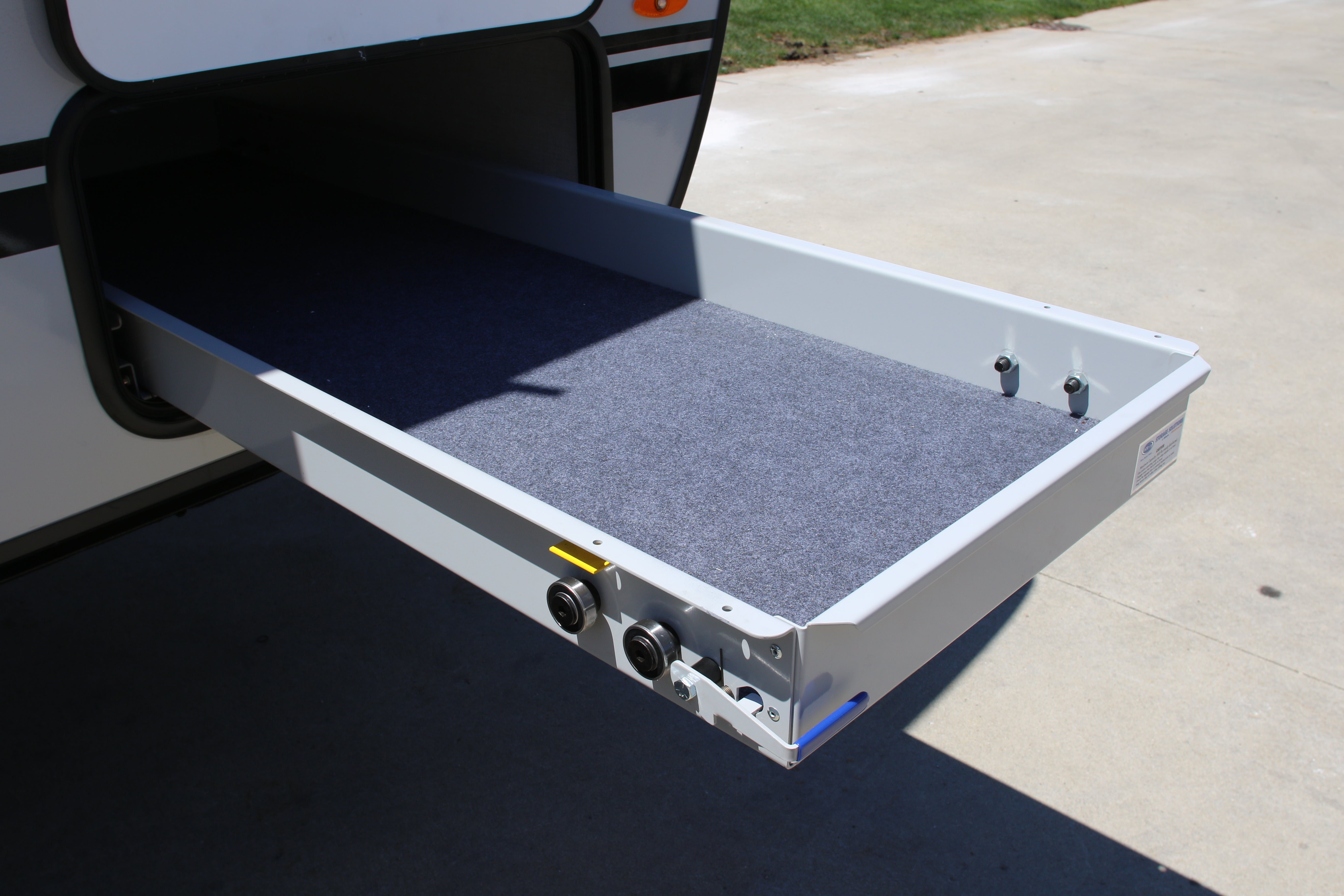 MORryde RV Cargo Slide Tray - Fully Assembled, Multiple Configurations with Carpet