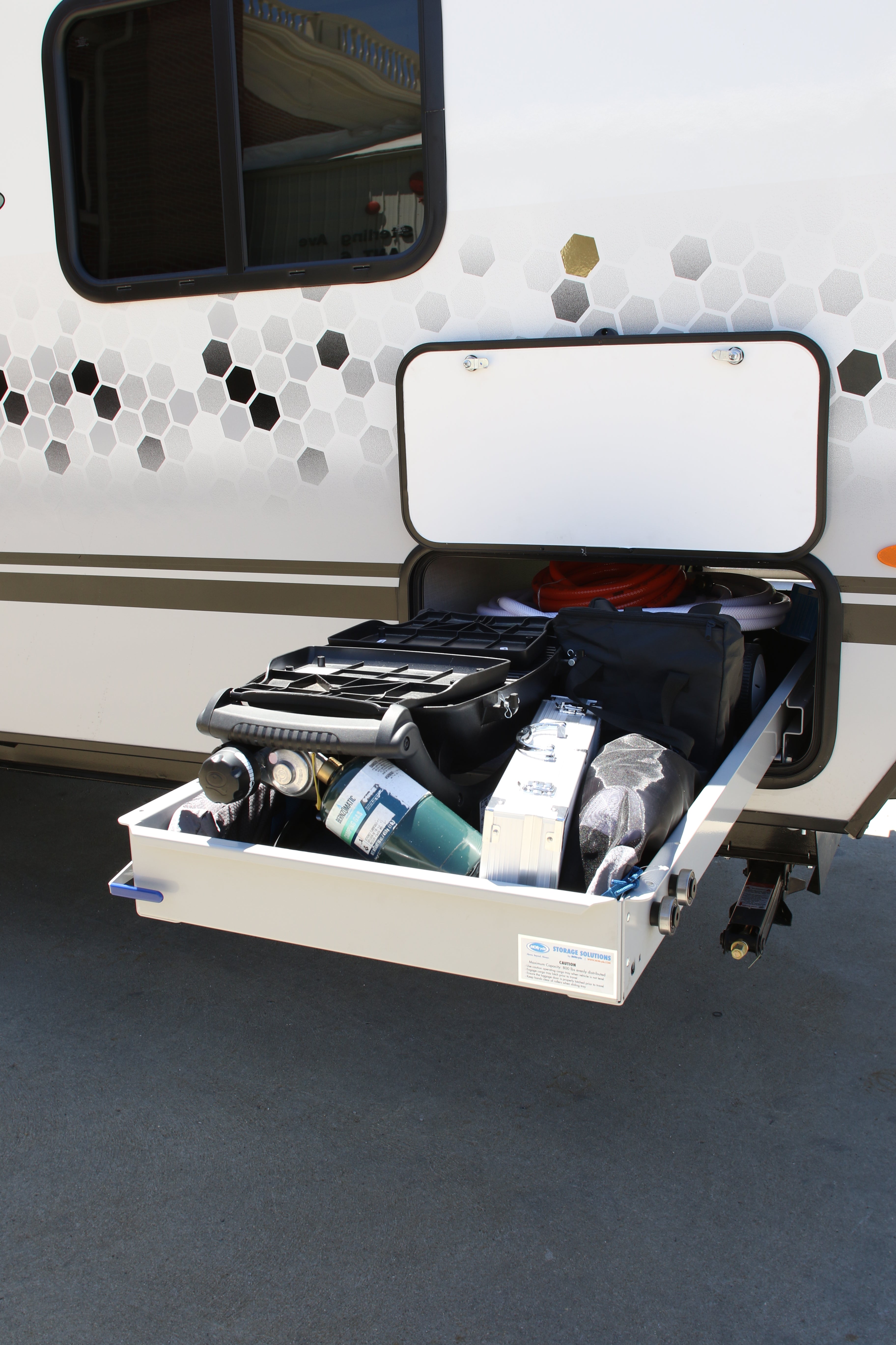 MORryde RV Cargo Slide Tray - Fully Assembled, Multiple Configurations with Carpet
