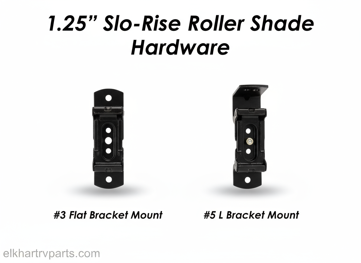 1.25" Slo-Rise RV Roller Shade Hardware - #3 Flat and #5 L Brackets