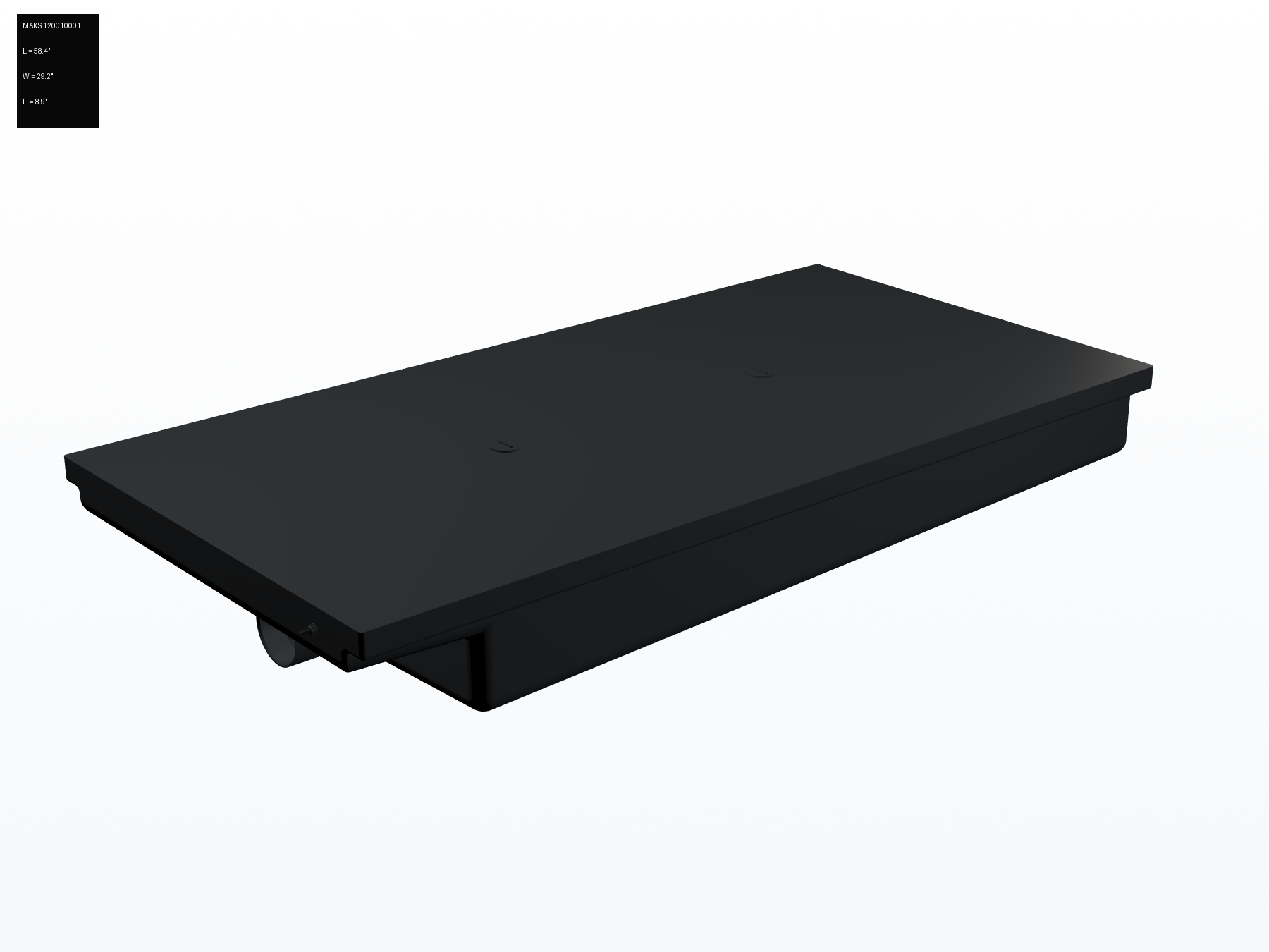 MAKS 120010001 MAKS Holding Tank 57.5 X 29 X 8 - 40 Gallons - End Center Drain - Blank Tank (hero)