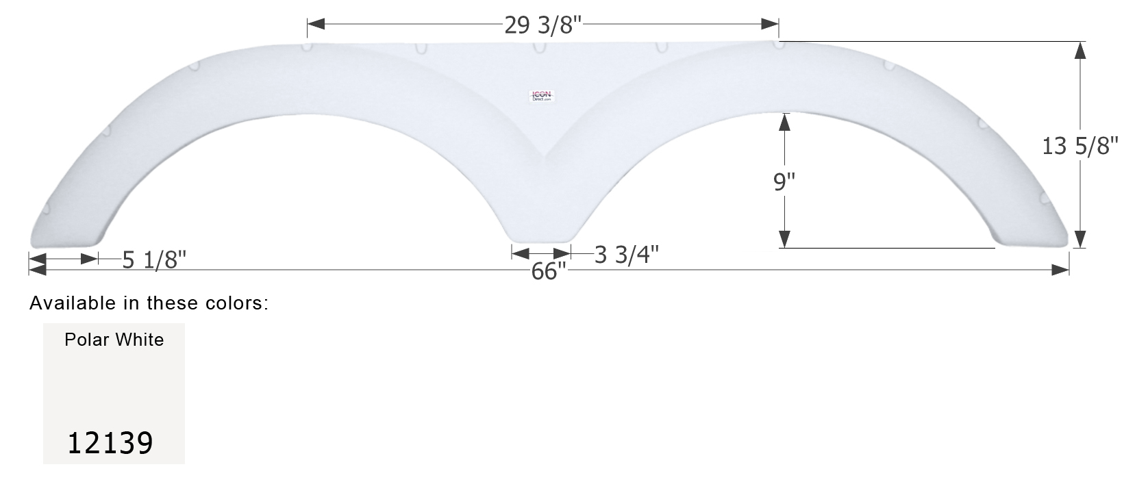 ICON - Fender Skirt, Tandem, Cruiser, FS2139, Polar White