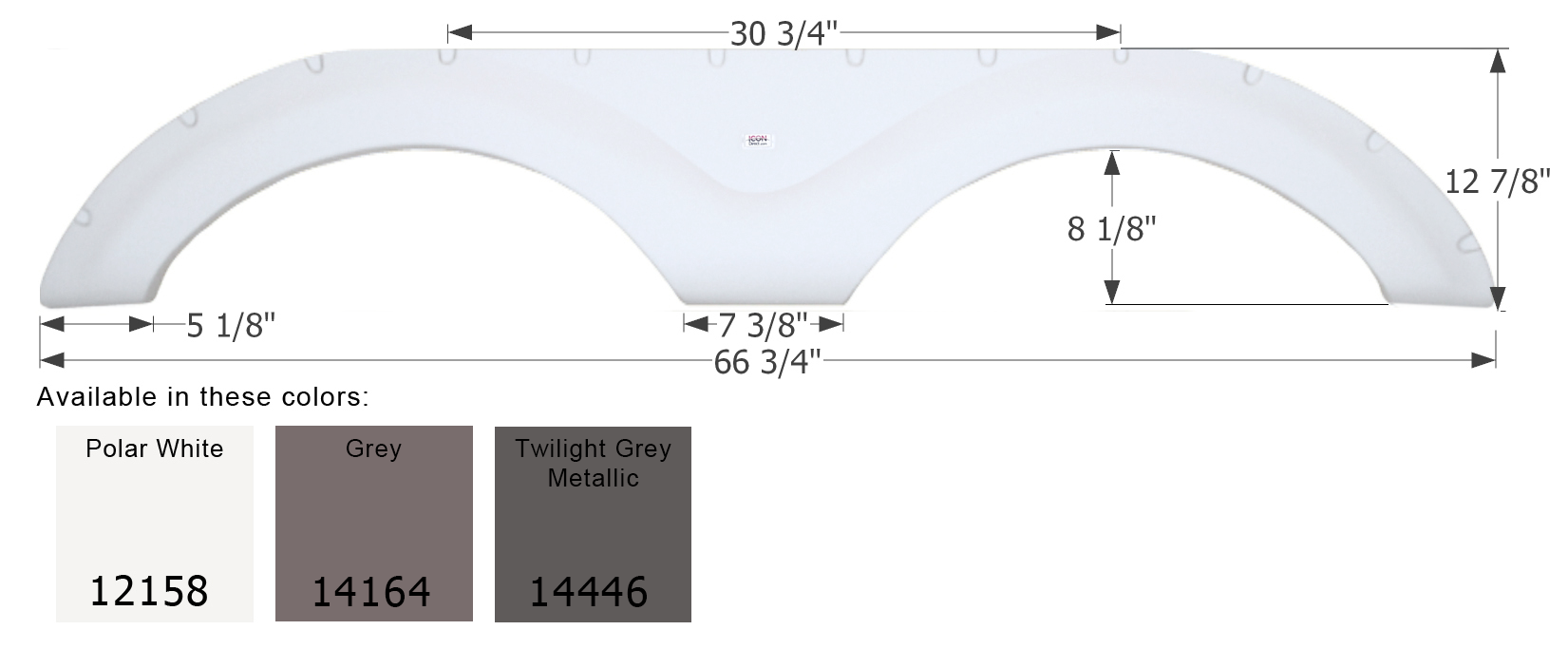 ICON - Fender Skirt, Tandem, Cruiser, FS2158, Polar White