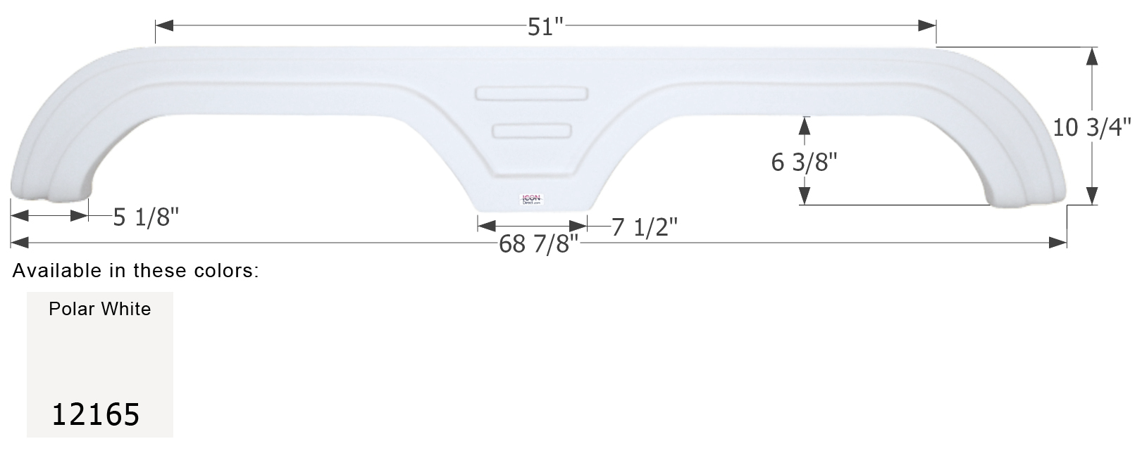 ICON - Fender Skirt, Tandem, Carriage, FS2165, Polar White