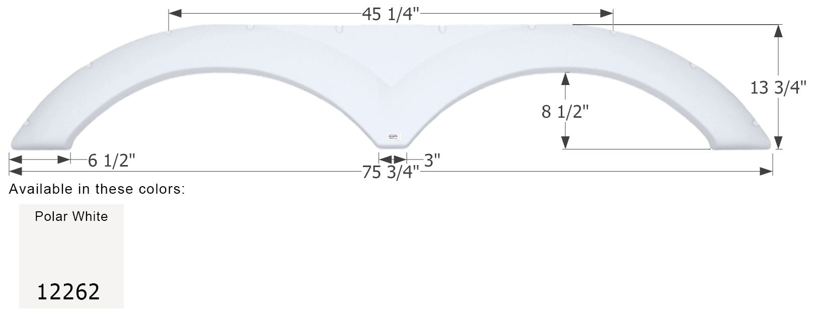 ICON - Fender Skirt, Tandem, Dutchmen, FS2262, Polar White