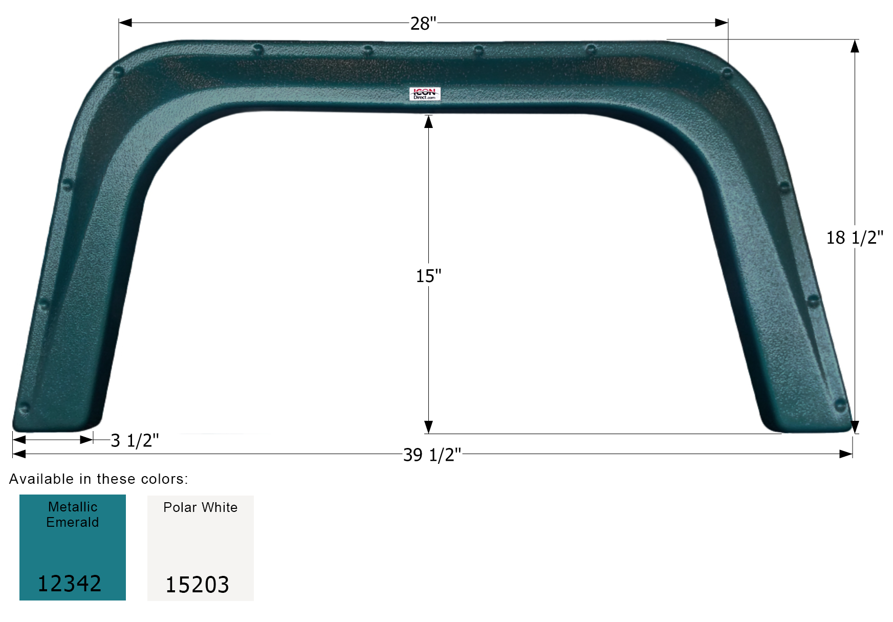 ICON - Fender Skirt, Single, Triple E, FS2342, Metallic Emerald