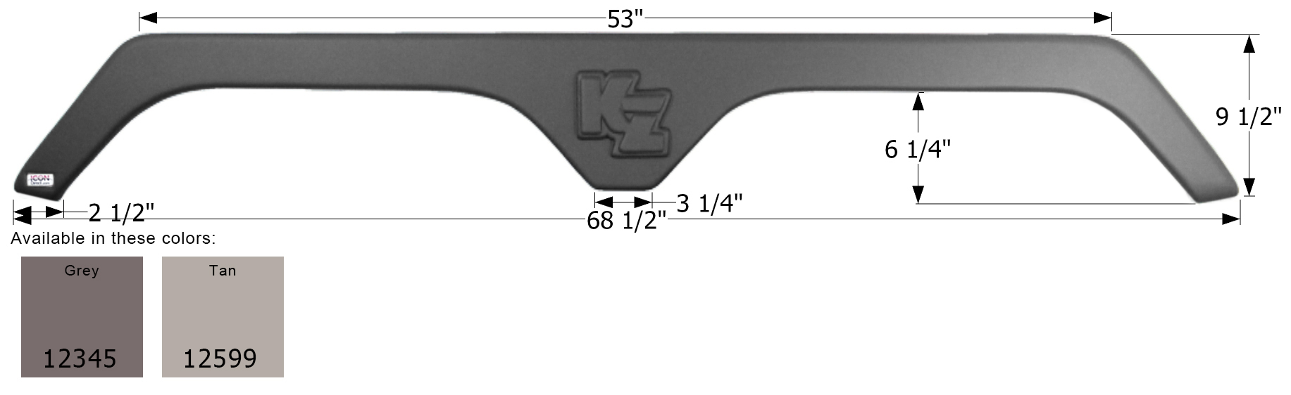 ICON - Fender Skirt, Tandem, KZ, FS2345, Grey