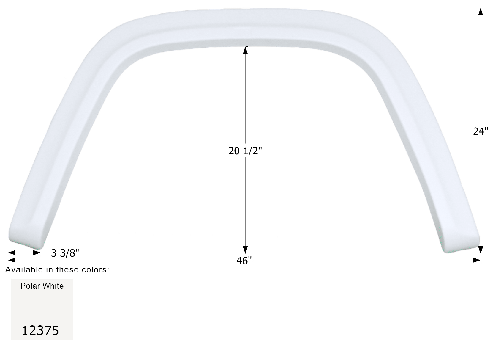 ICON - Fender Skirt, Single, Gulf Stream, FS2375, Polar White