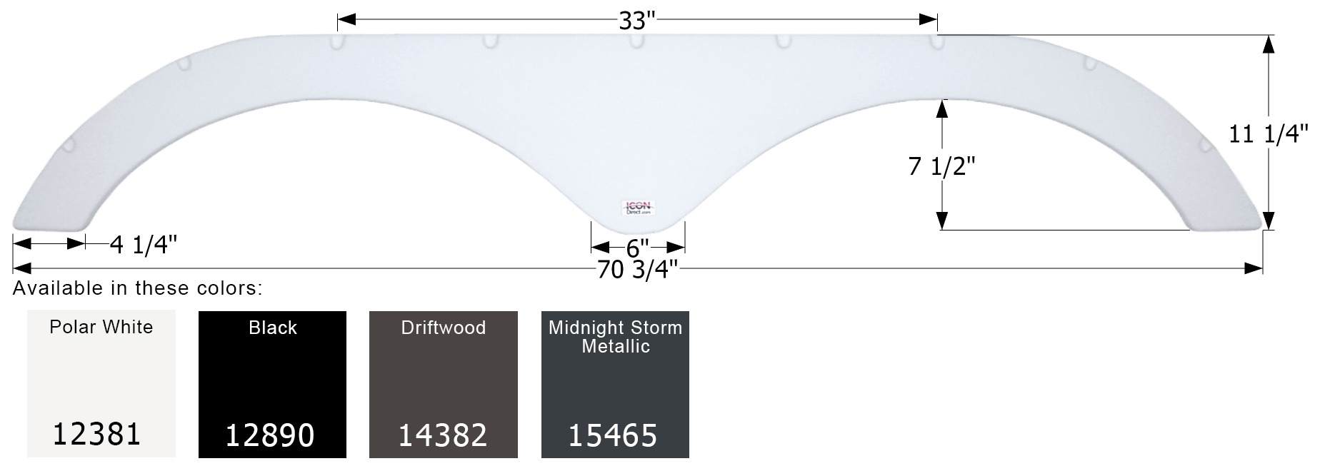 ICON - Fender Skirt, Tandem, Heartland, FS2381, Polar White