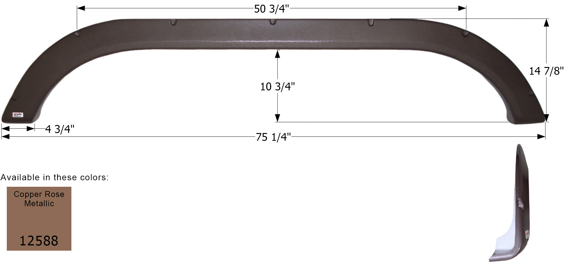 ICON - Fender Skirt, Tandem, Evergreen, FS2588, Copper Rose Met.