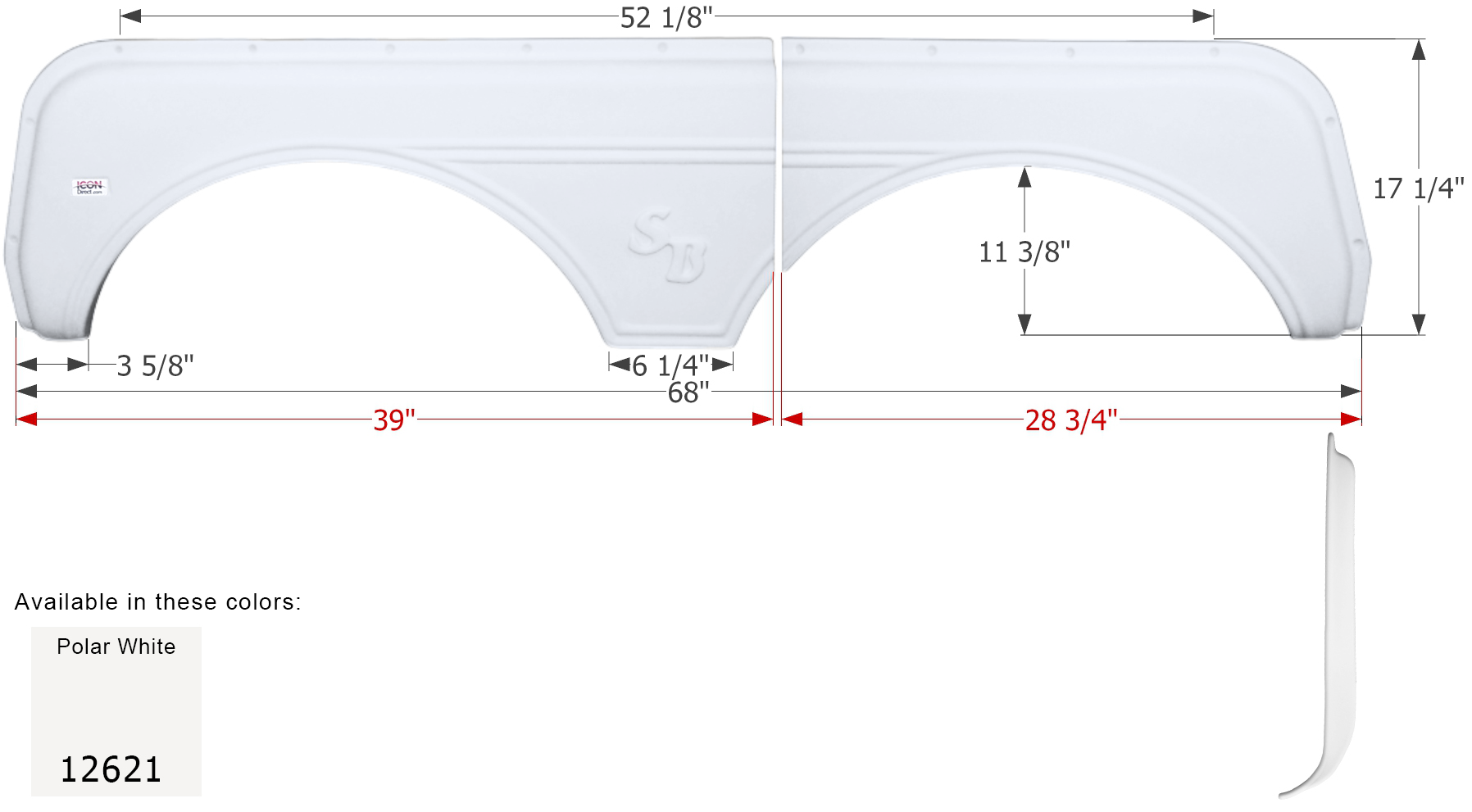 ICON - Fender Skirt, Tandem, Sunnybrook, FS2621, Polar White