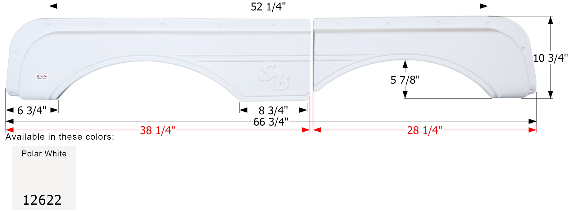 ICON - Fender Skirt, Tandem, Sunnybrook, FS2622, Polar White