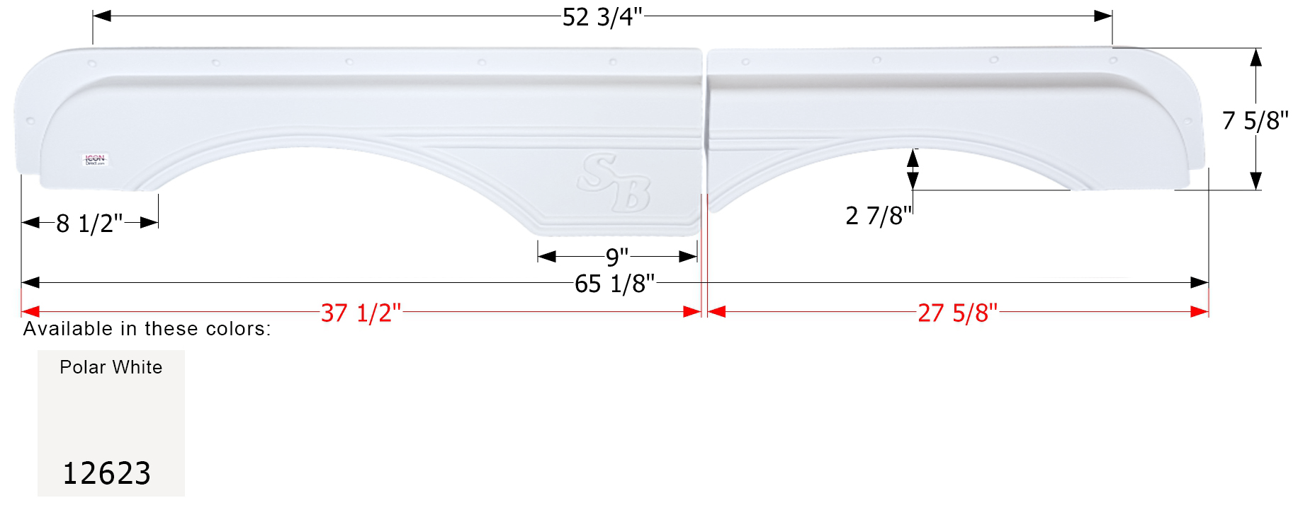 ICON - Fender Skirt, Tandem, Sunnybrook, FS2623, Polar White