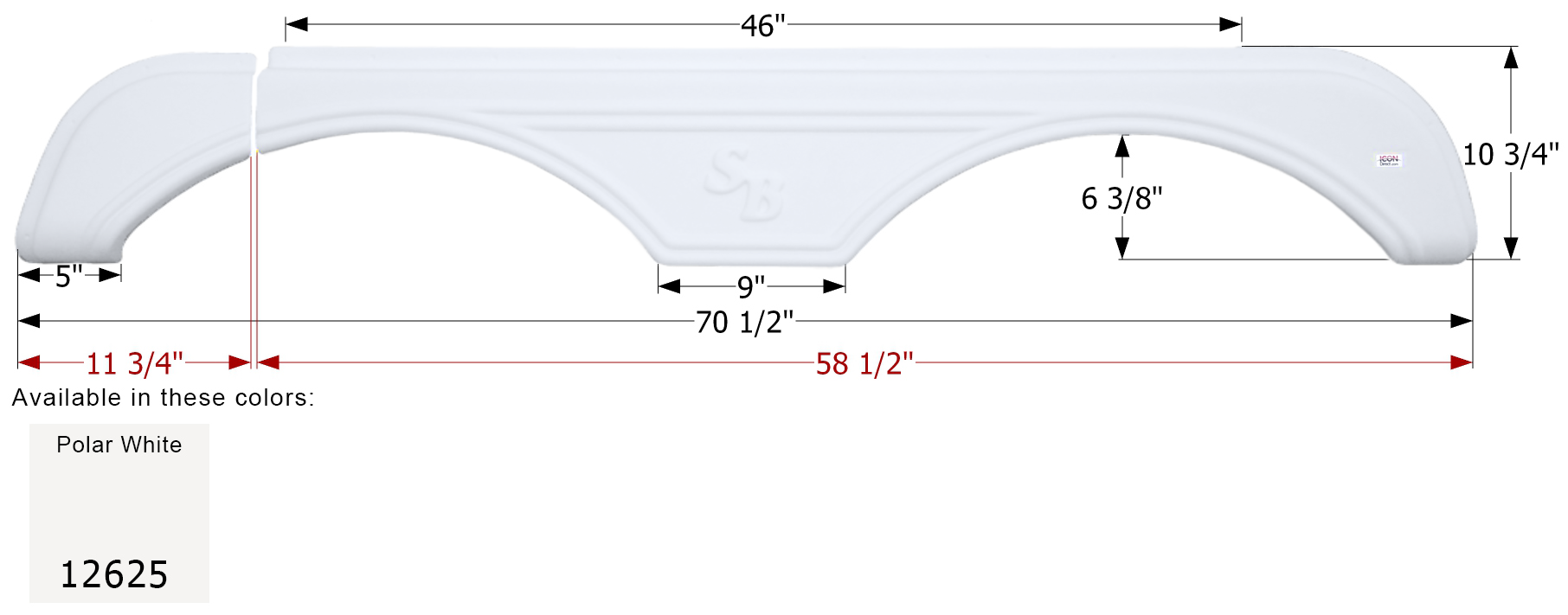 ICON - Fender Skirt, Tandem, Sunnybrook, FS2625, Polar White