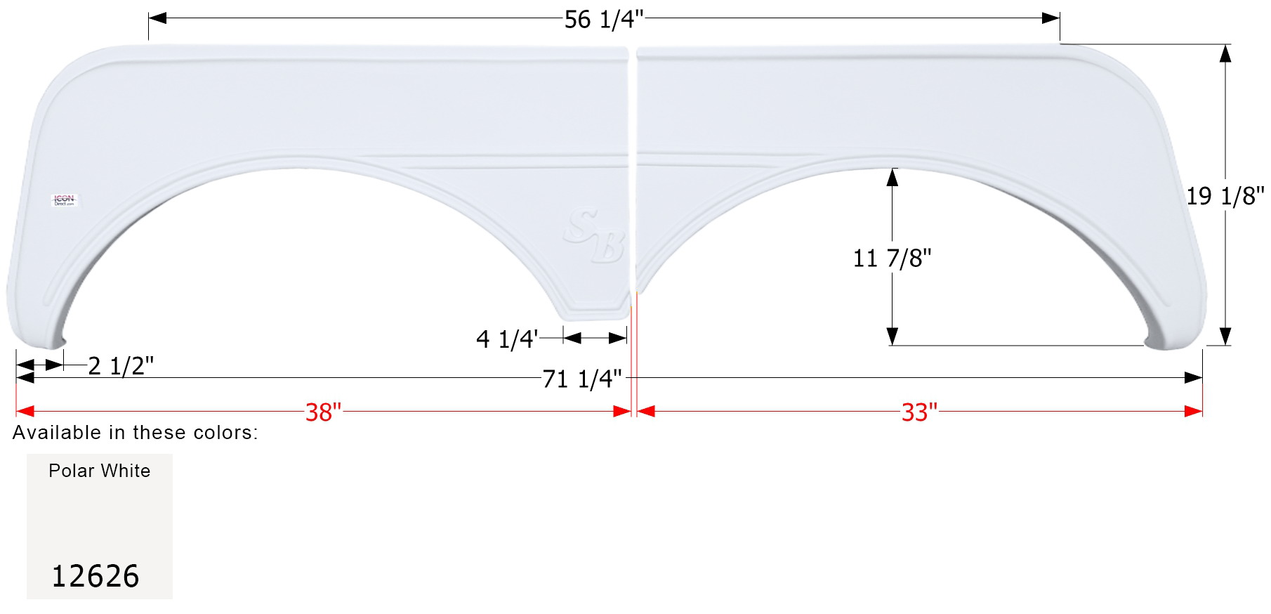 ICON - Fender Skirt, Tandem, Sunnybrook, FS2626, Polar White