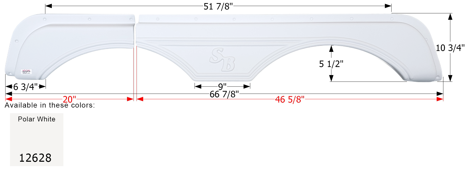 ICON - Fender Skirt, Tandem, Sunnybrook, FS2628, Polar White