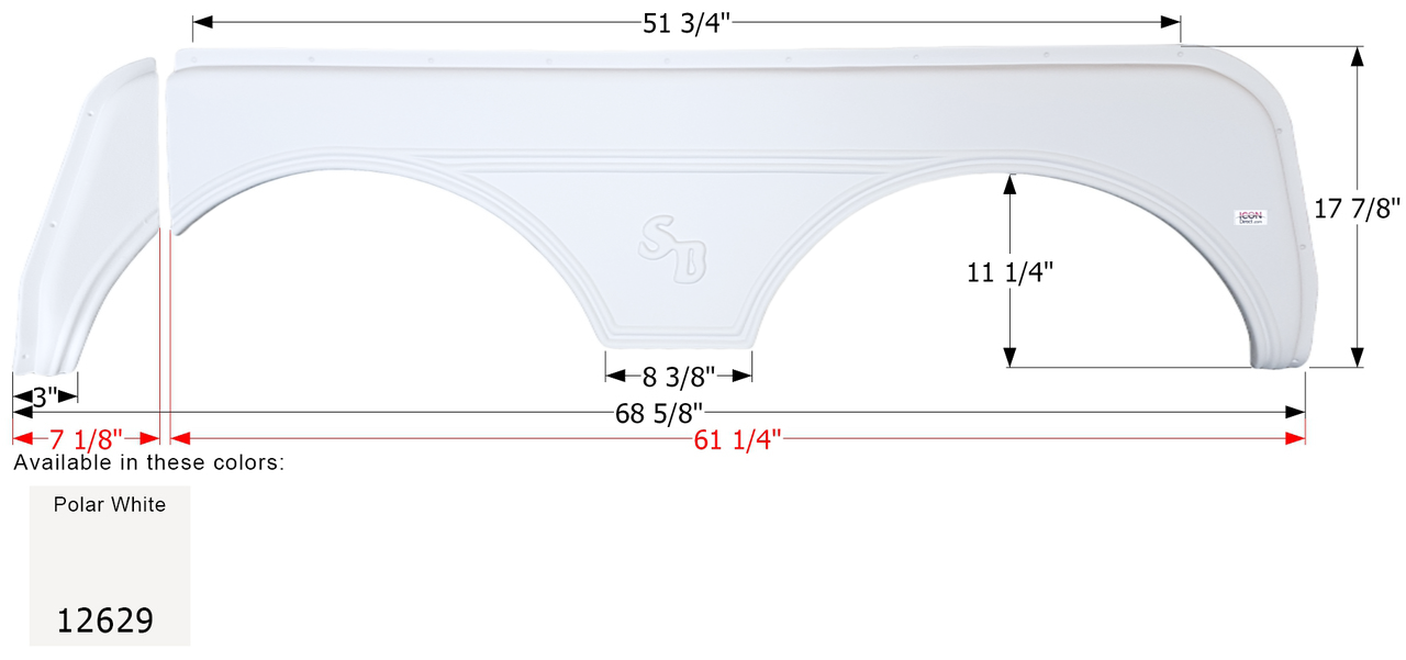 ICON - Fender Skirt, Tandem, Sunnybrook, FS2629, Polar White