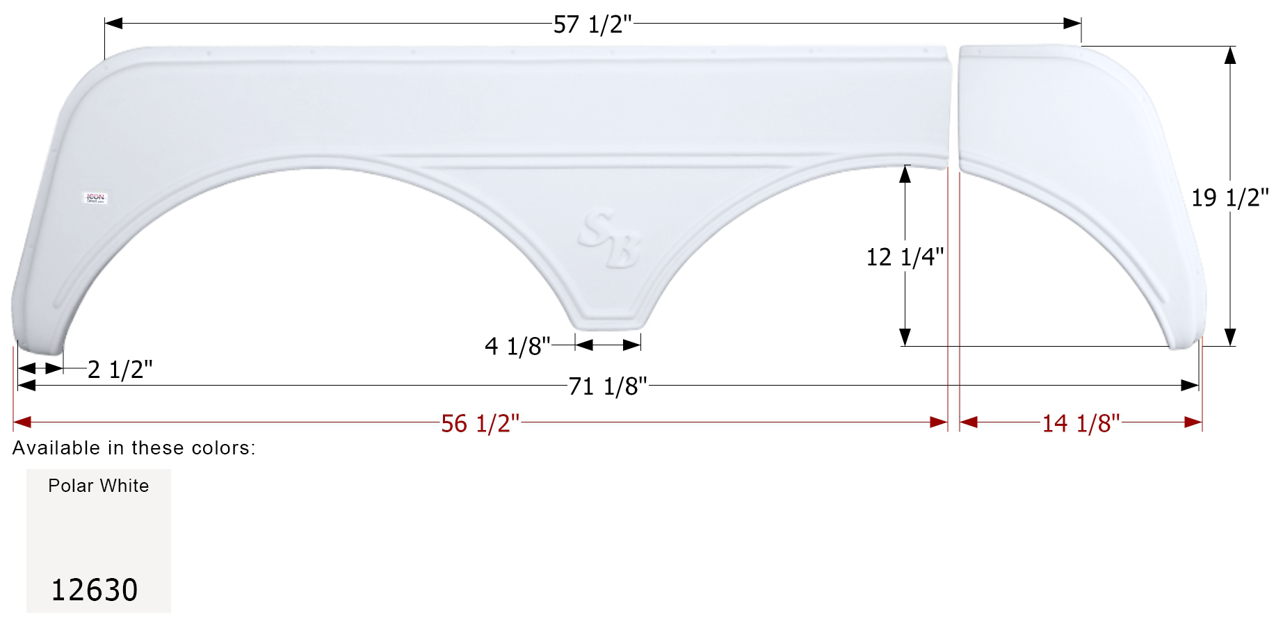 ICON - Fender Skirt, Tandem, Sunnybrook, FS2630, Polar White