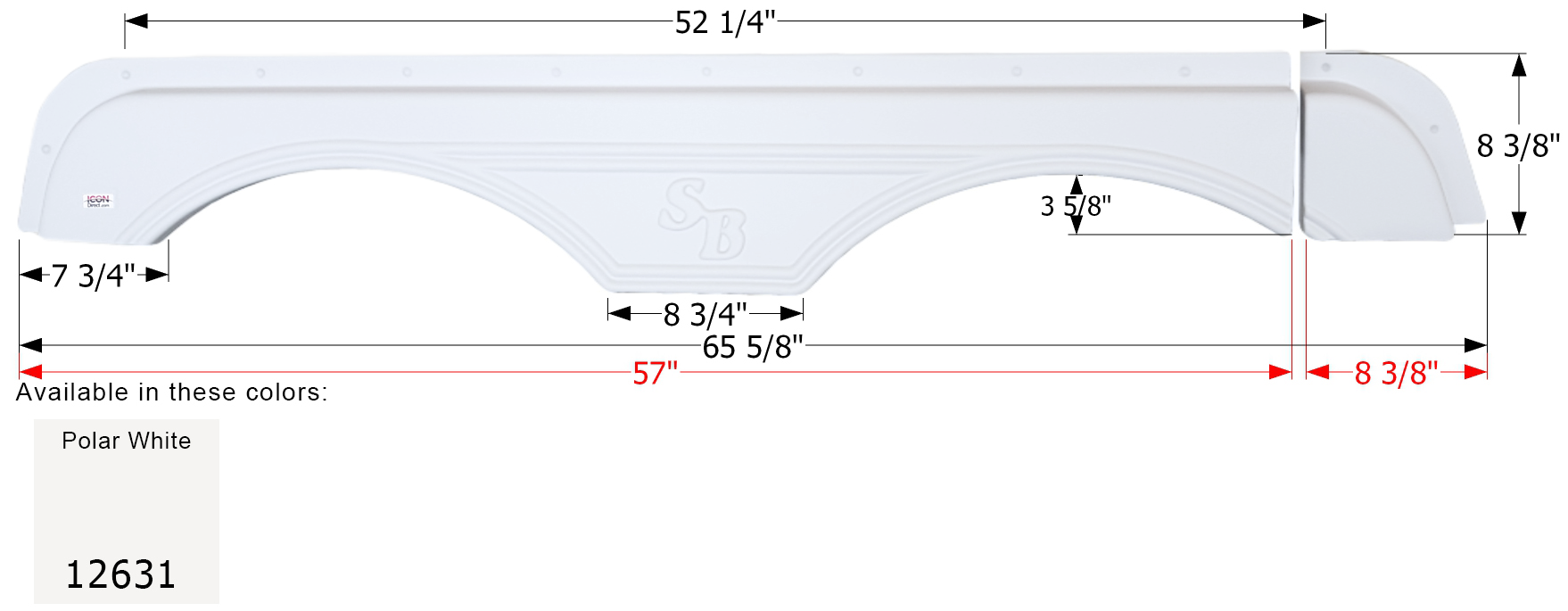 ICON - Fender Skirt, Tandem, Sunnybrook, FS2631, Polar White