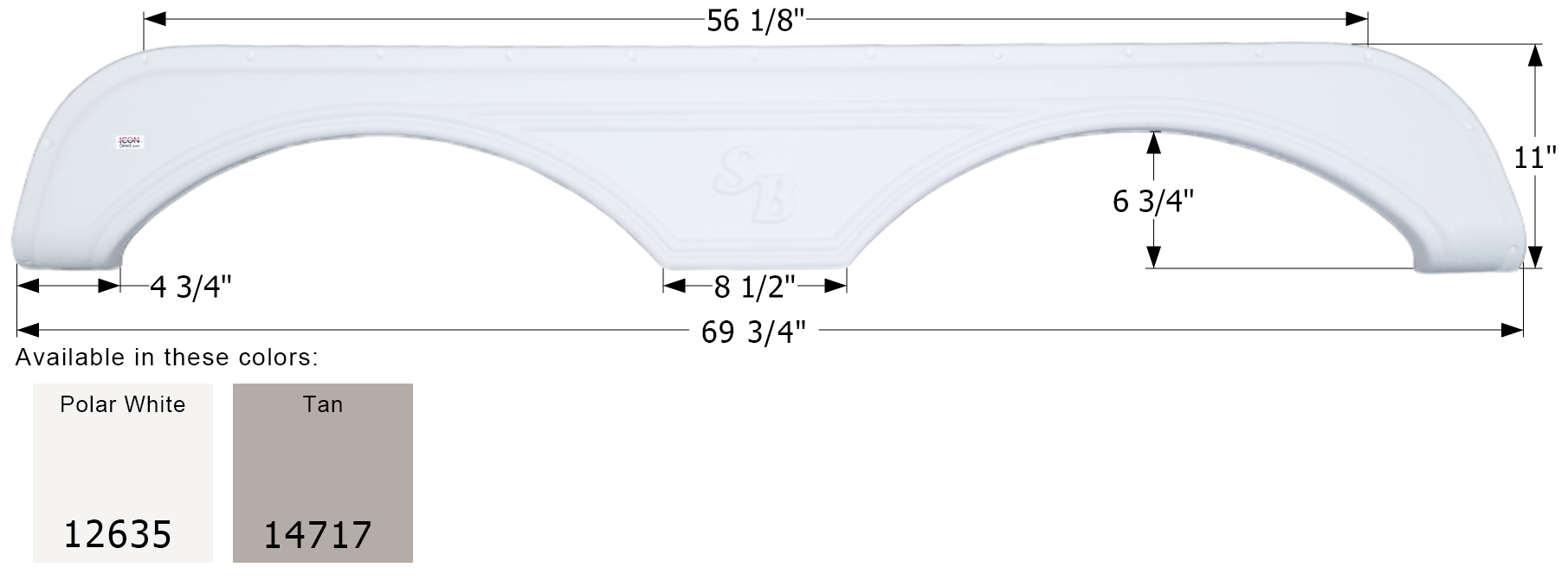 ICON - Fender Skirt, Tandem, Sunnybrook, FS2635, Polar White