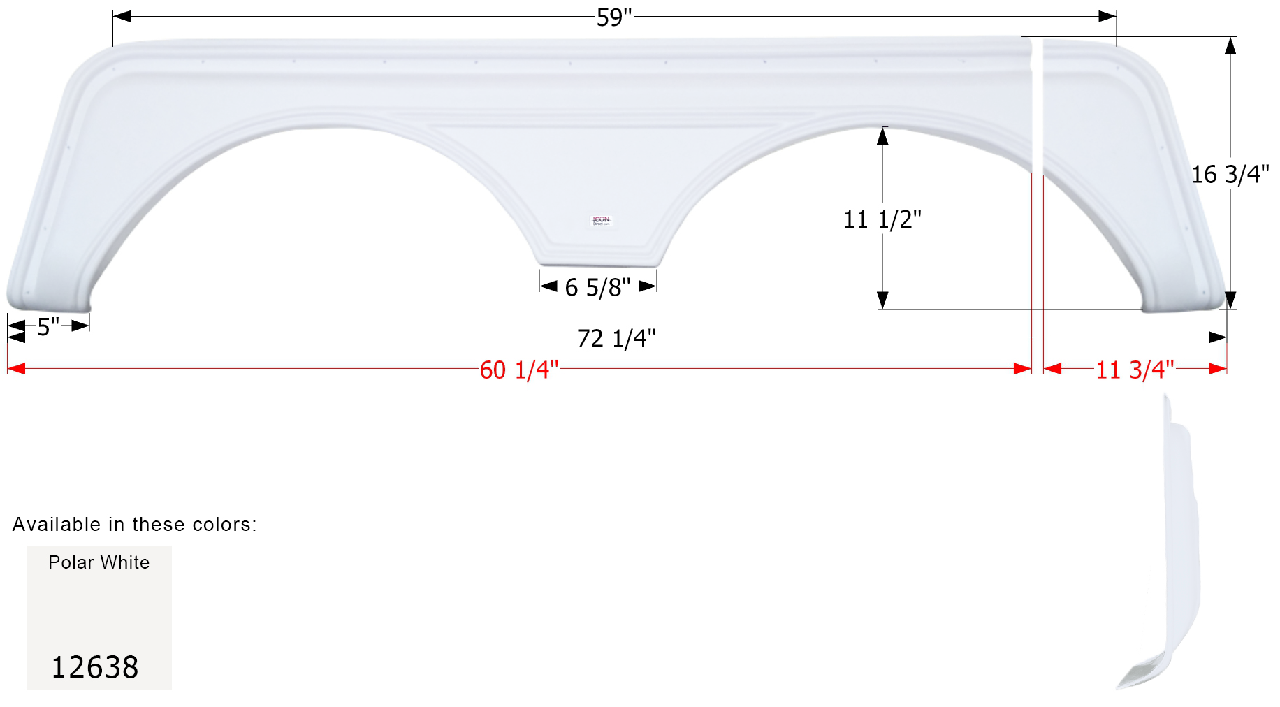 ICON - Fender Skirt, Tandem, Sunnybrook, FS2638, Polar White