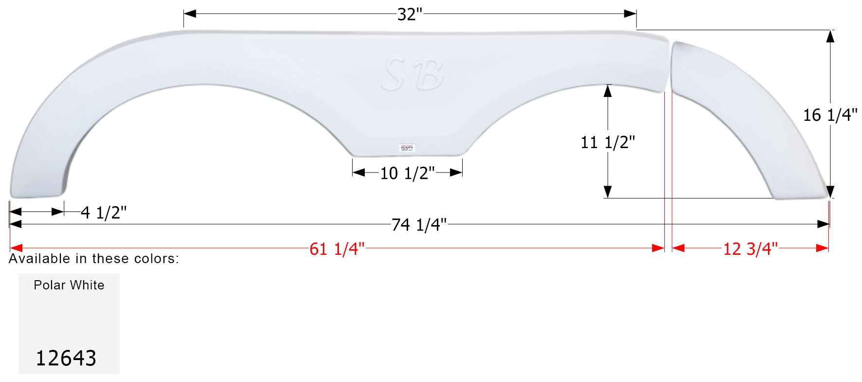 ICON - Fender Skirt, Tandem, Sunnybrook, FS2643, Polar White