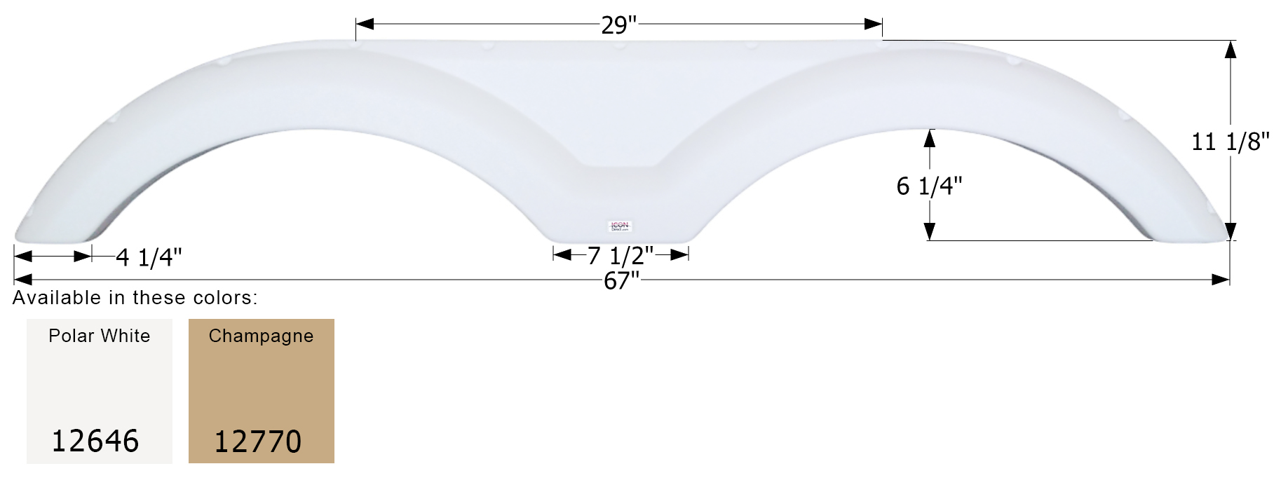 ICON - Fender Skirt, Tandem, Sunnybrook, FS2646, Polar White