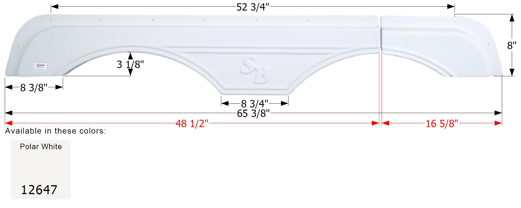 ICON - Fender Skirt, Tandem, Sunnybrook, FS2647, Polar White