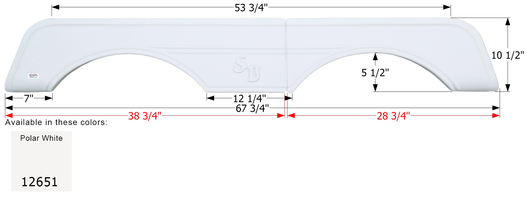 ICON - Fender Skirt, Tandem, Sunnybrook, FS2651, Polar White