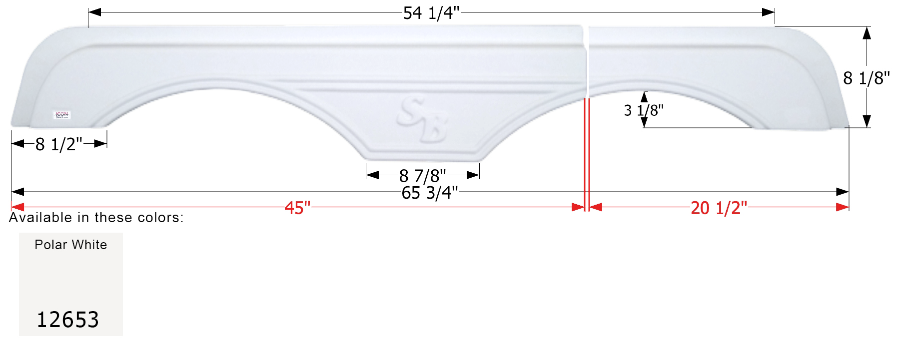 ICON - Fender Skirt, Tandem, Sunnybrook, FS2653, Polar White