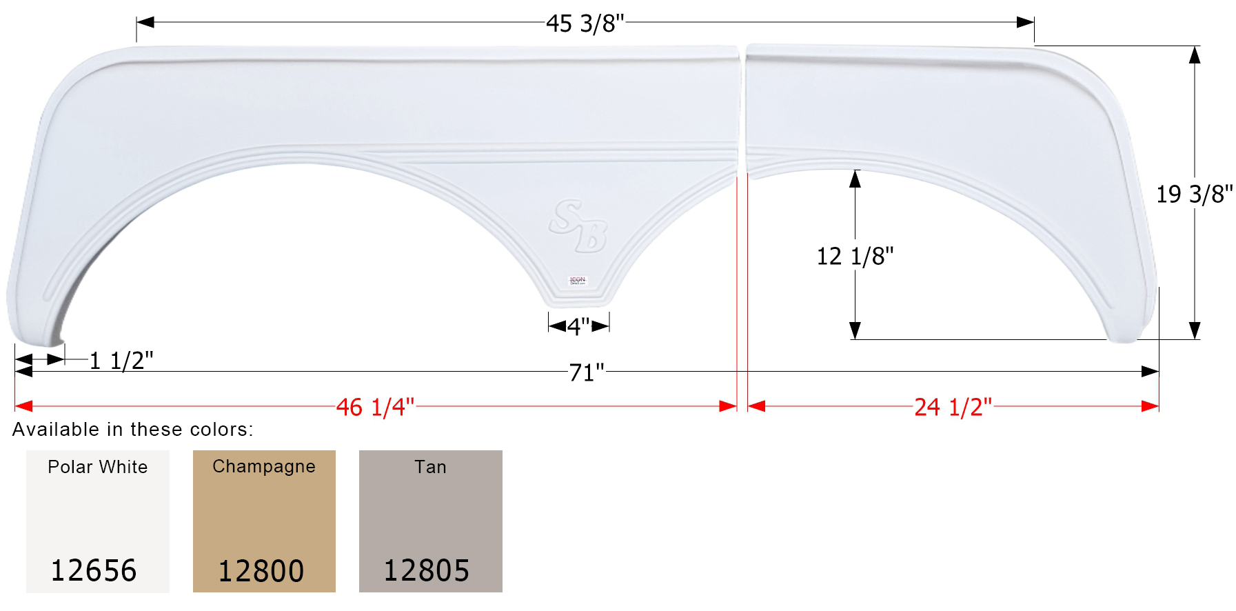 ICON - Fender Skirt, Tandem, Sunnybrook, FS2656, Polar White