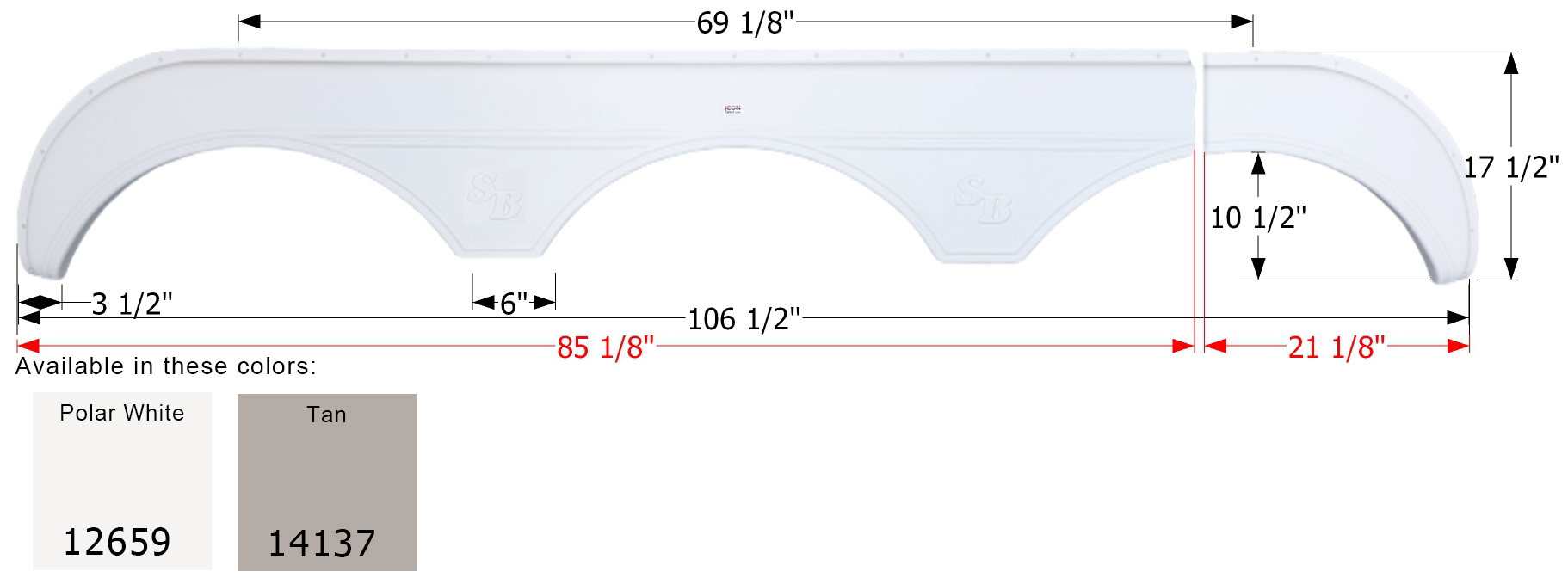 ICON - Fender Skirt, Triple, Sunnybrook, FS2659, Polar White