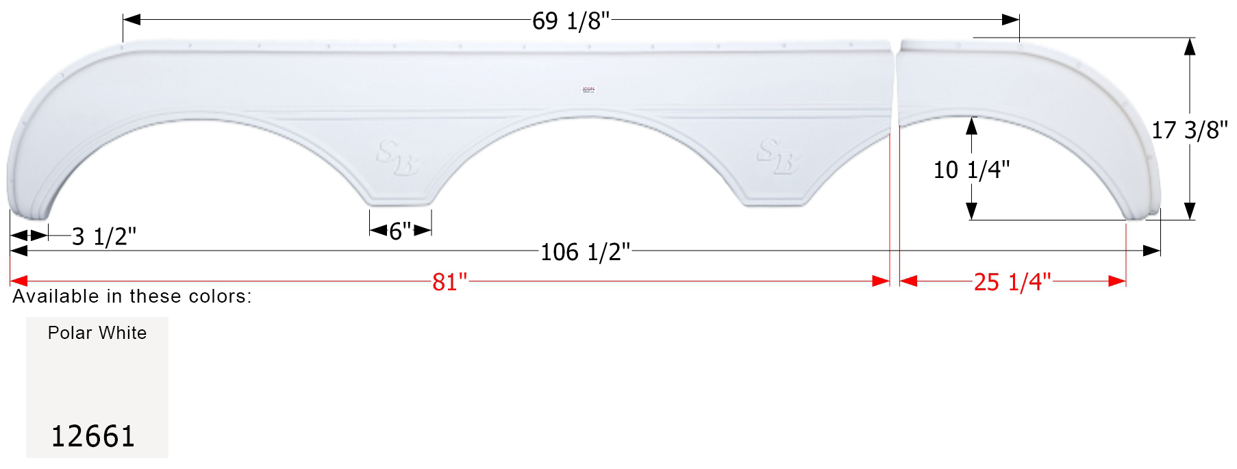 ICON - Fender Skirt, Triple, Sunnybrook, FS2661, Polar White