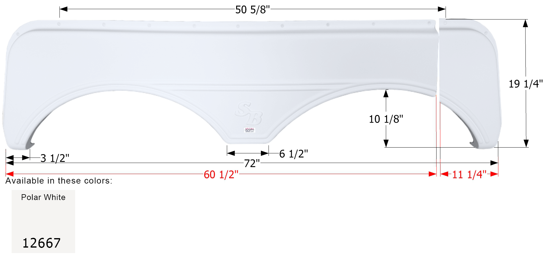 ICON - Fender Skirt, Tandem, Sunnybrook, FS2667, Polar White