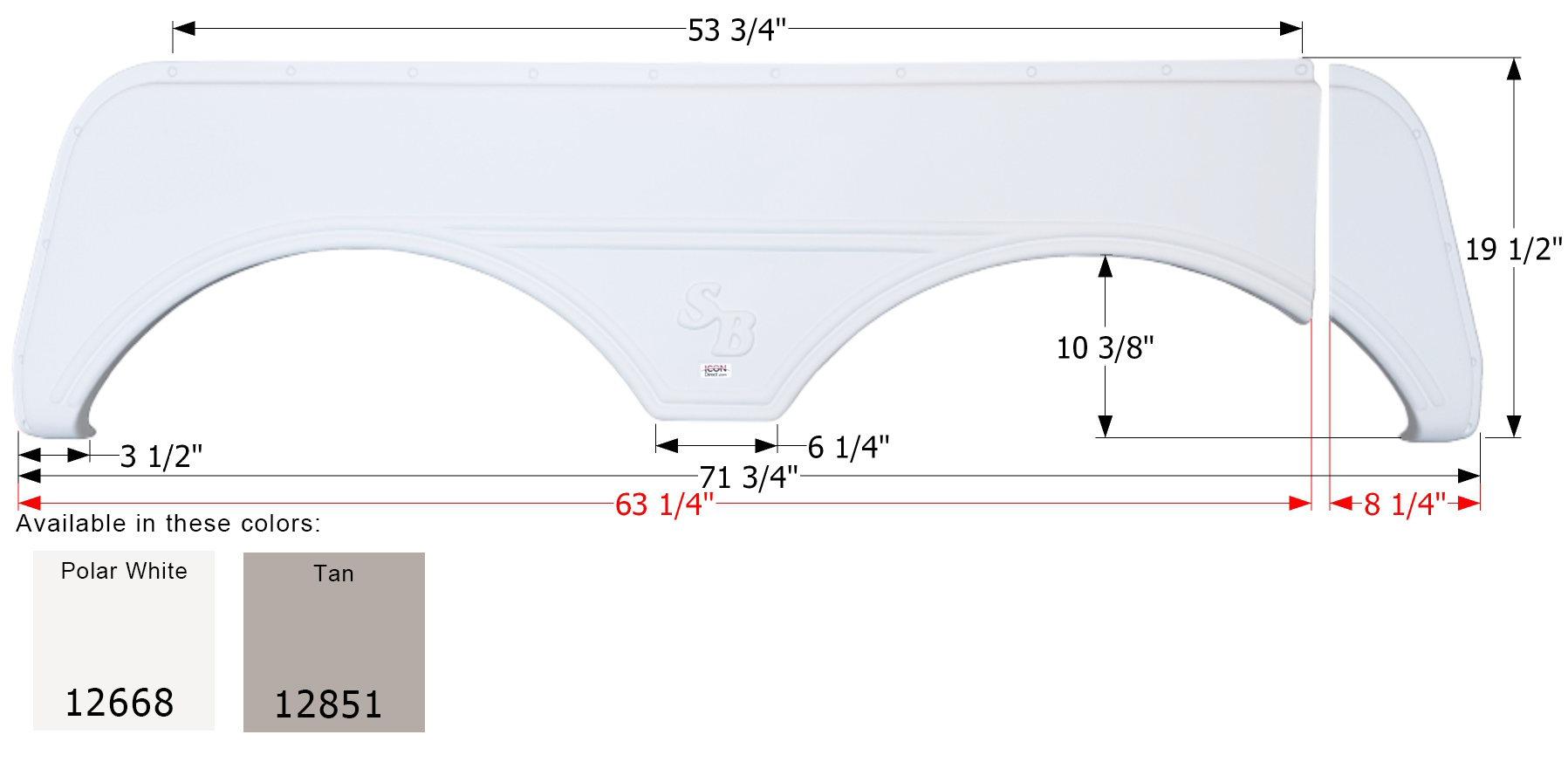 ICON - Fender Skirt, Tandem, Sunnybrook, FS2668, Polar White