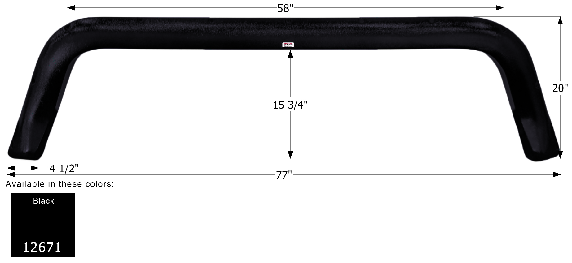 ICON - Fender Skirt, Tandem, Keystone, FS2671, Black