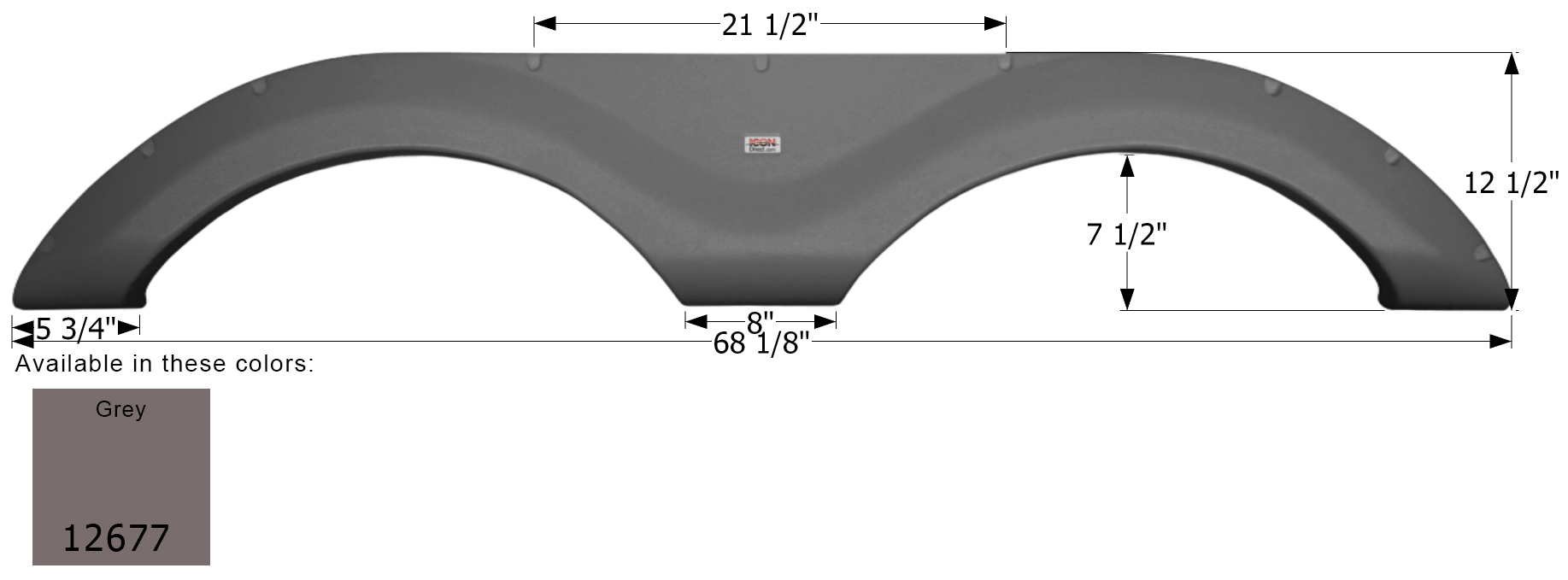 ICON - Fender Skirt, Tandem, Cruiser, FS2677, Grey