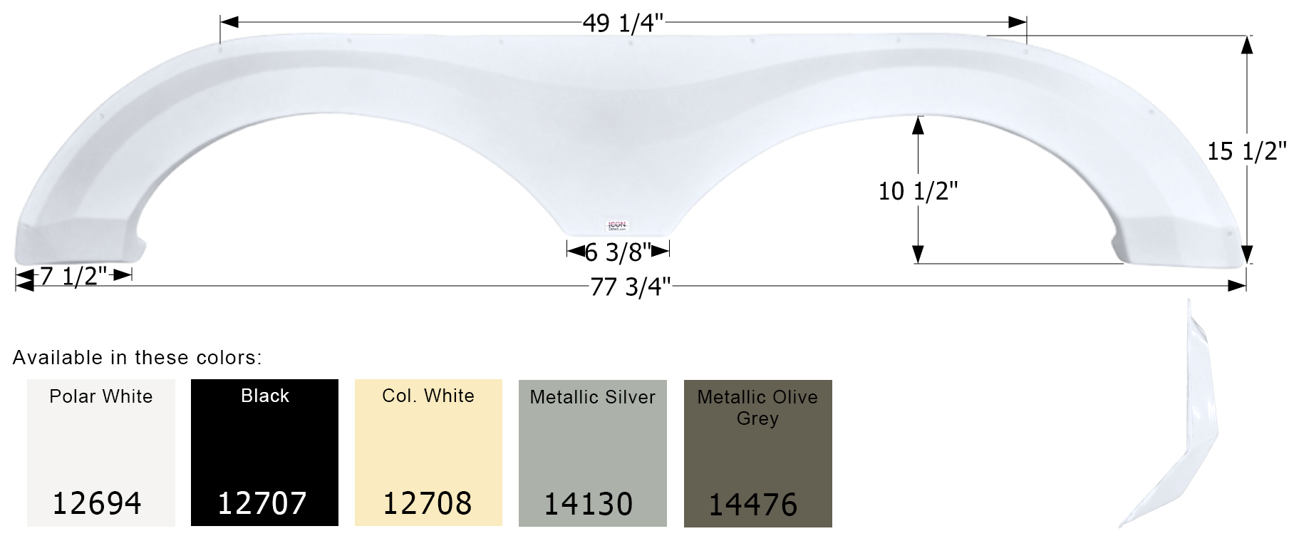 ICON - Fender Skirt, Tandem, Evergreen, FS2694, Polar White