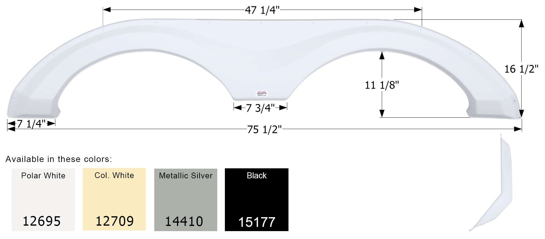 ICON - Fender Skirt, Tandem, Evergreen, FS2695, Polar White