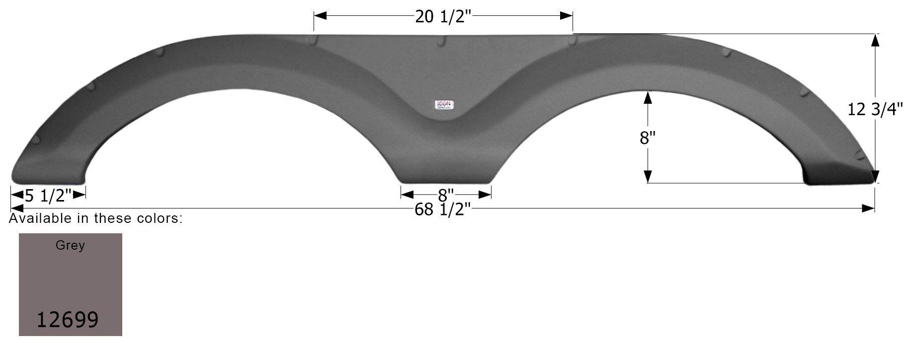 ICON - Fender Skirt, Tandem, Cruiser, FS2699, Grey