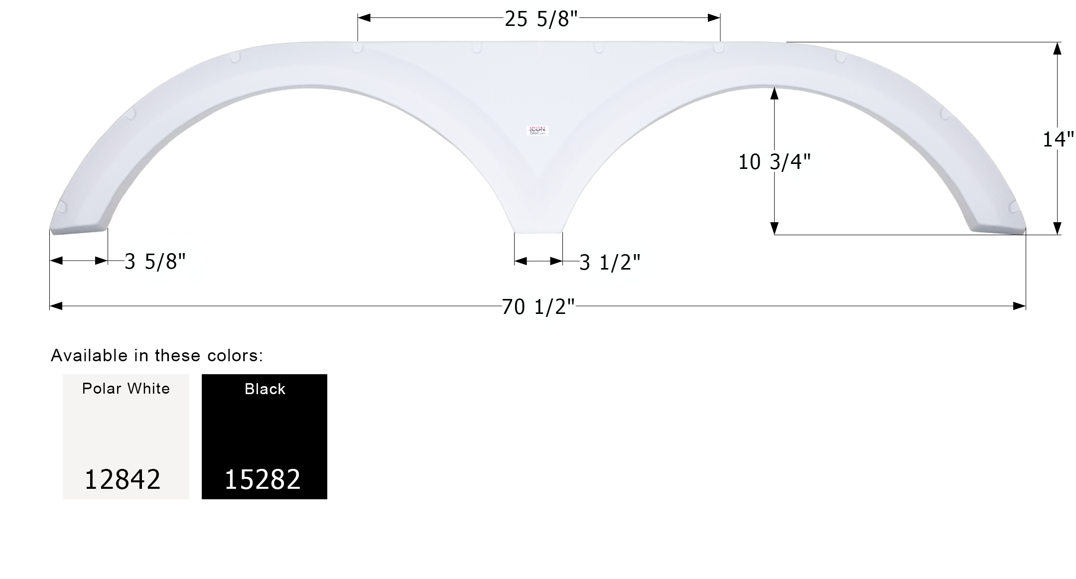 ICON - Fender Skirt, Tandem, Keystone, FS2842, Polar White