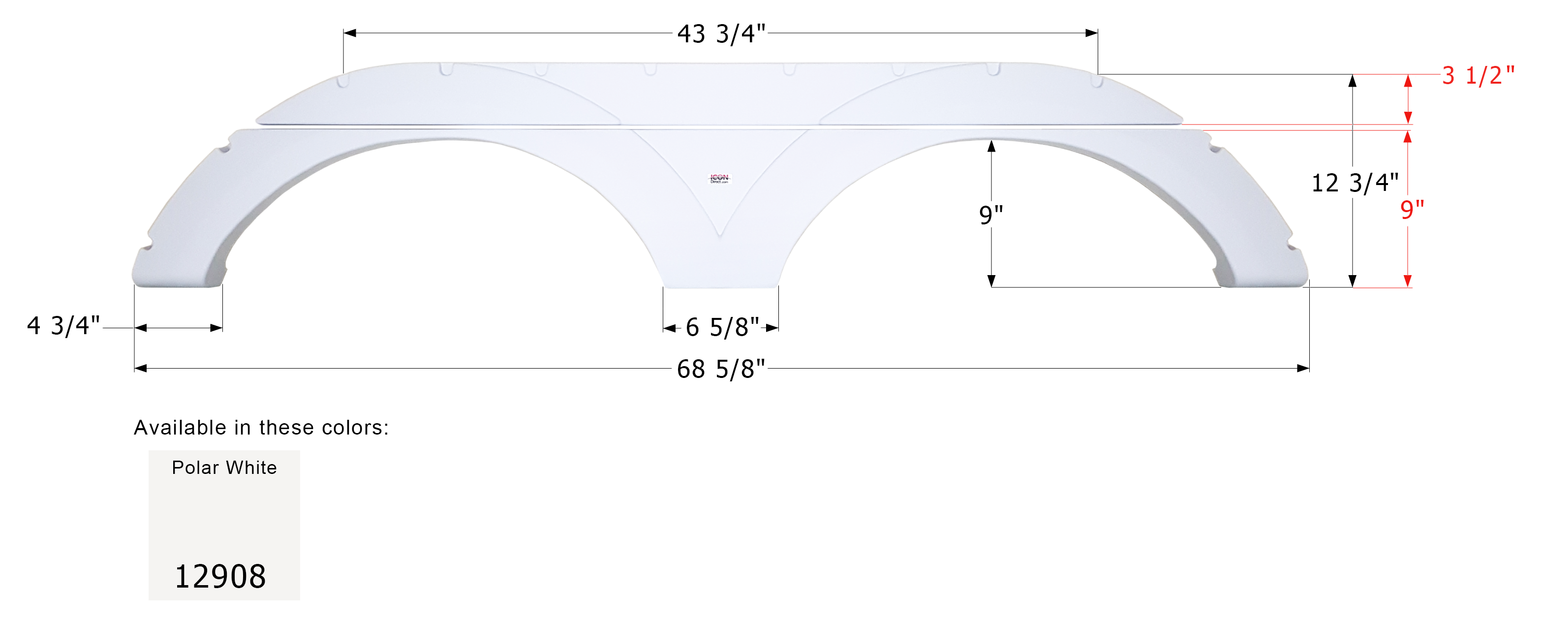 ICON - Fender Skirt, Tandem, Keystone, FS2908, Polar White