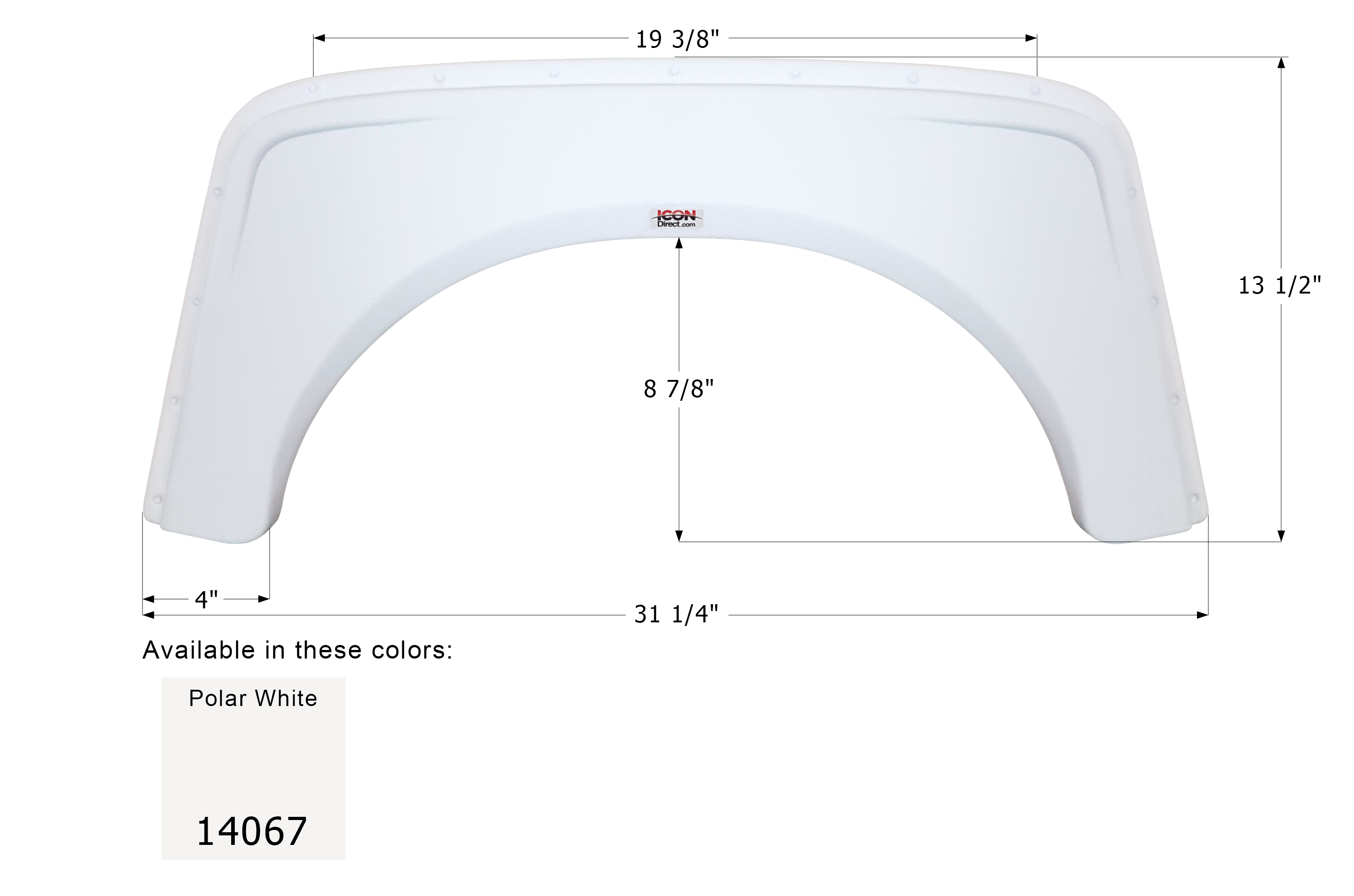 ICON - Fender Skirt, Single, Aliner, FS4067, Polar White