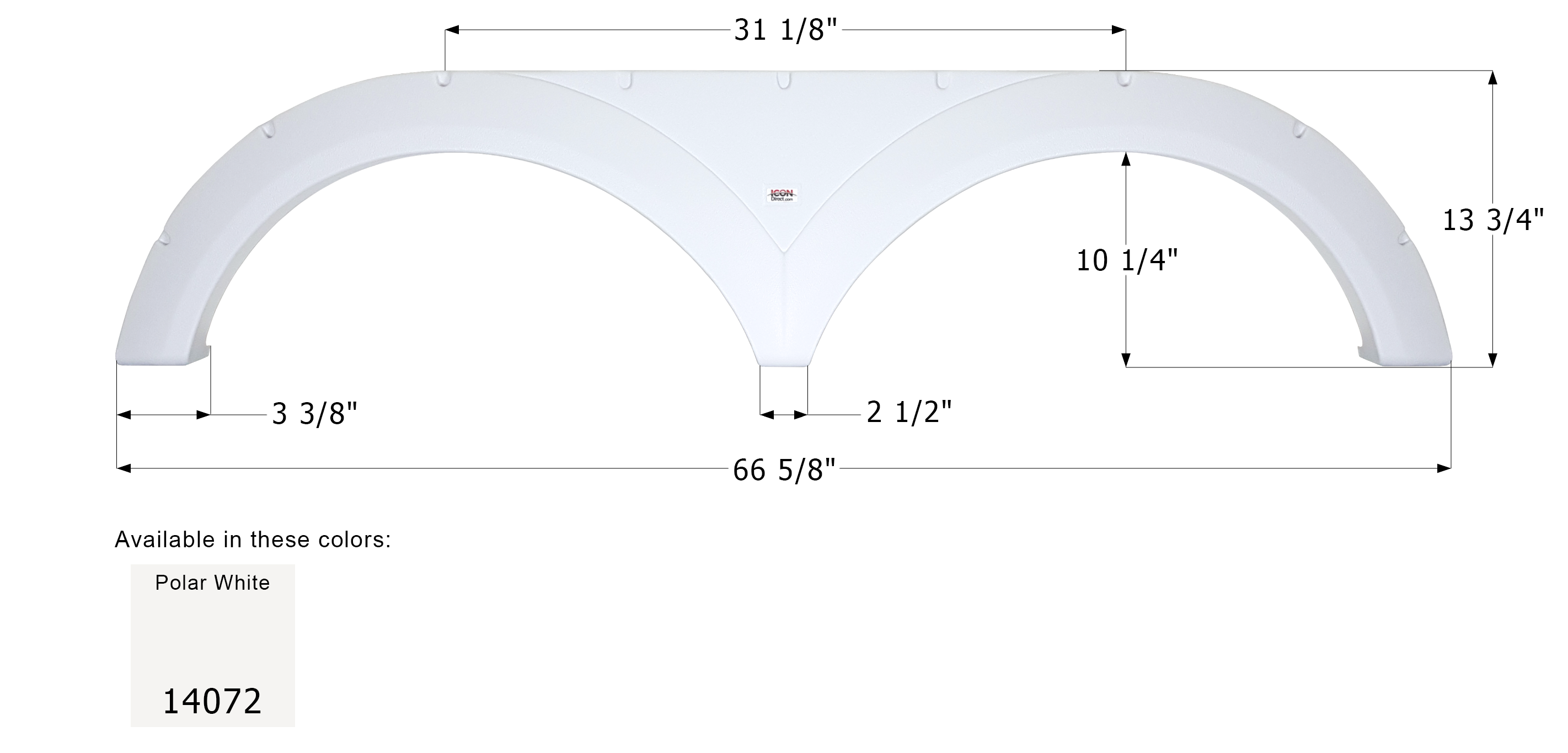 ICON - Fender Skirt, Tandem, Heartland, FS4072, Polar White