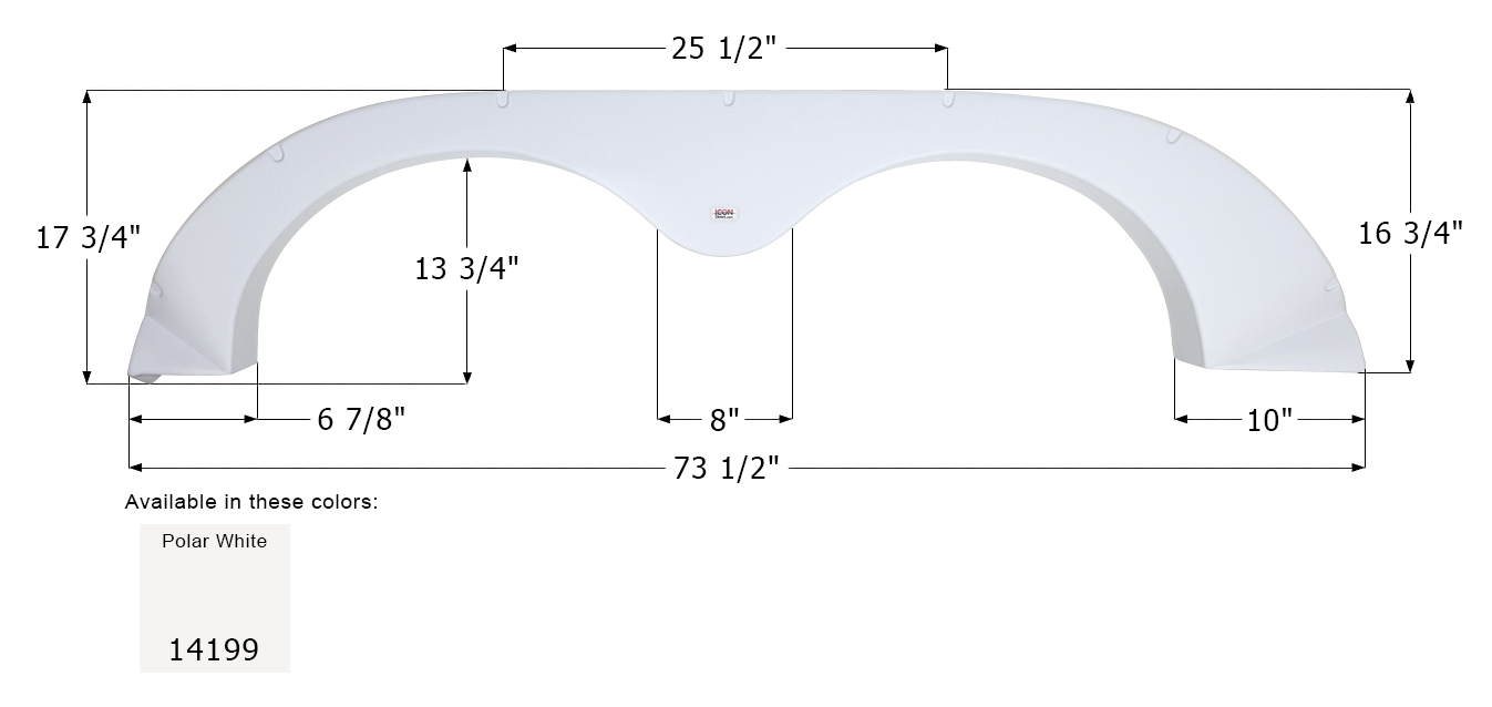 ICON - Fender Skirt, Tandem, R-Vision, FS4180, Polar White, LH