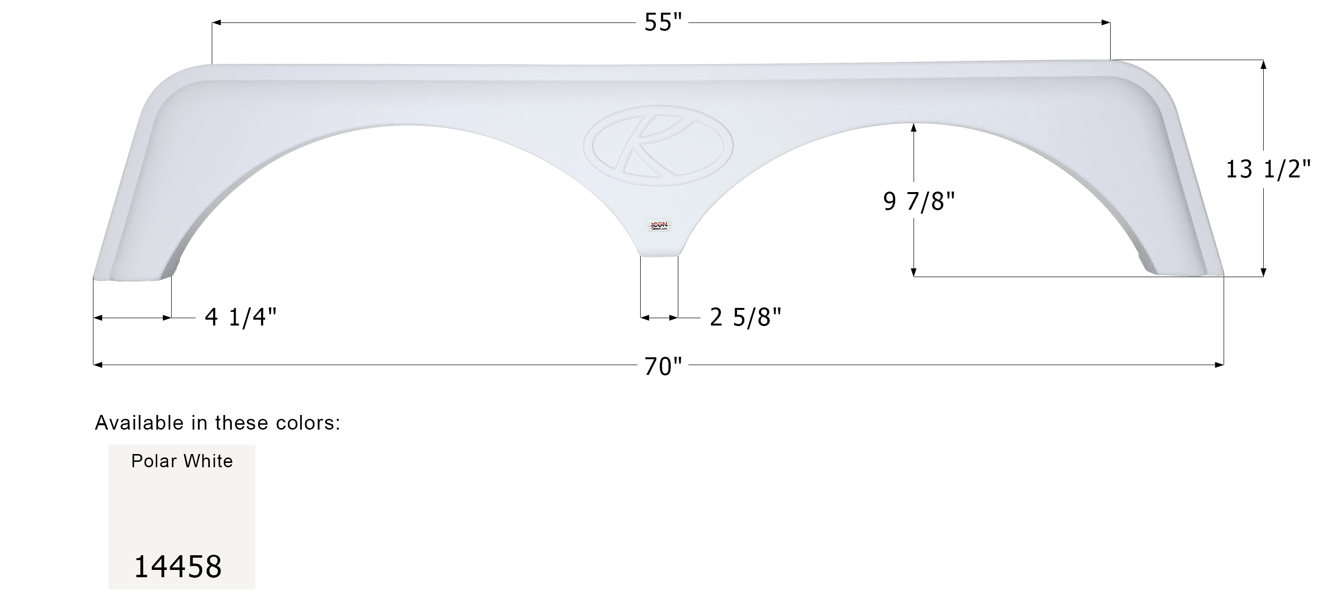 ICON - Fender Skirt, Tandem, Keystone, FS4458, Polar White