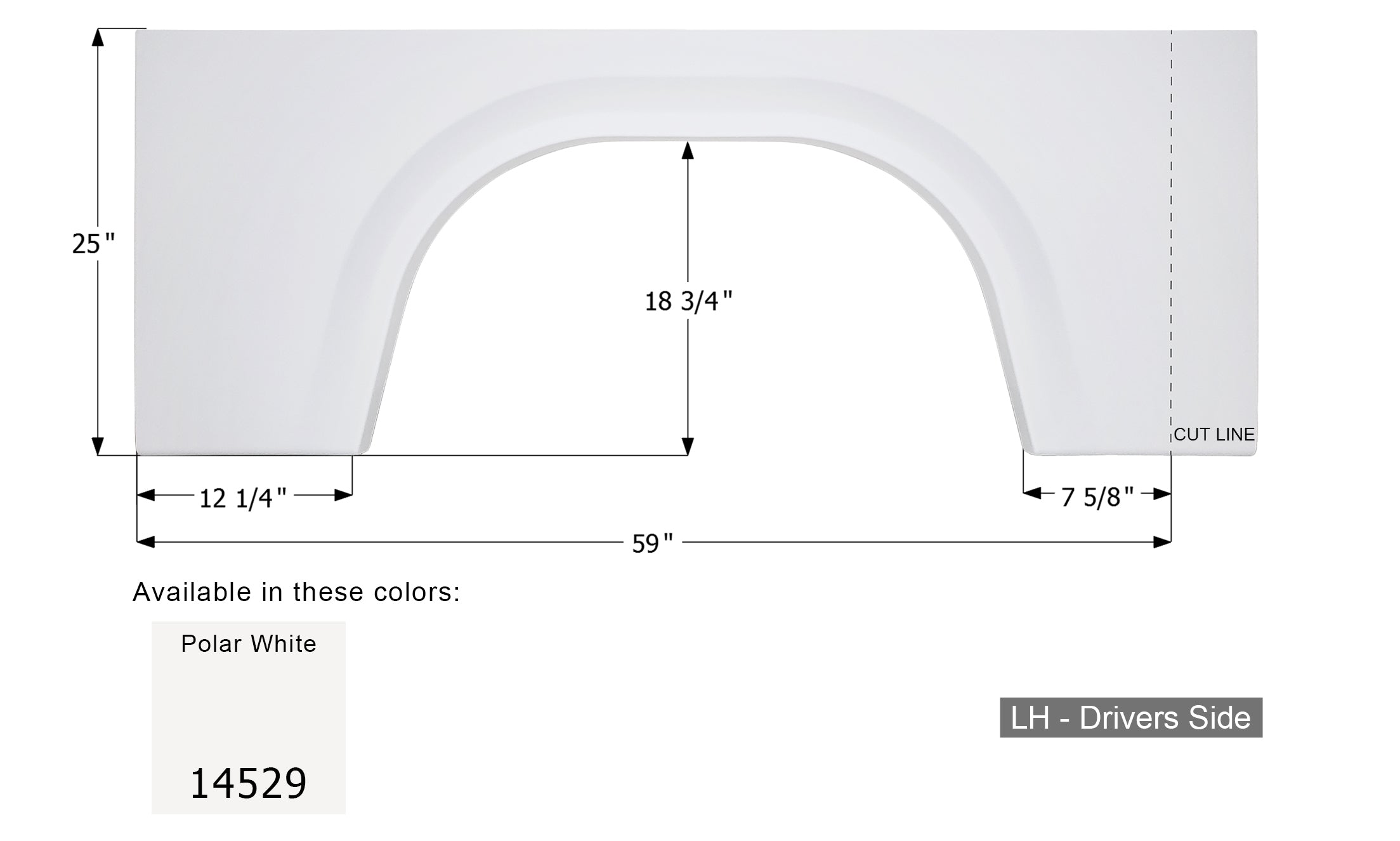 ICON - Fender Skirt, Single, Winnebago, FS4529, Unpainted