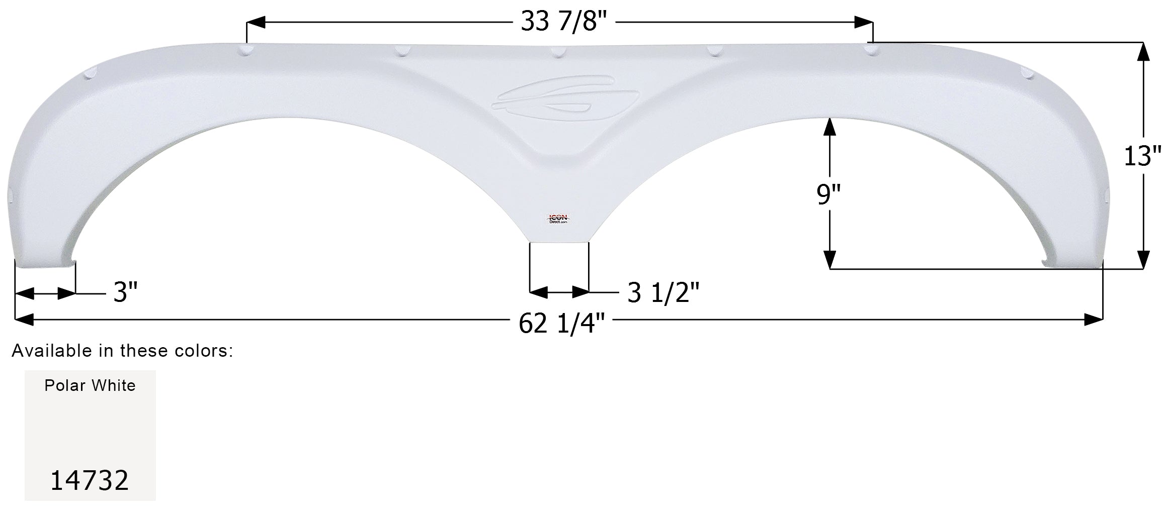 ICON - Fender Skirt, Tandem, Gulf Stream, FS4732, Polar White