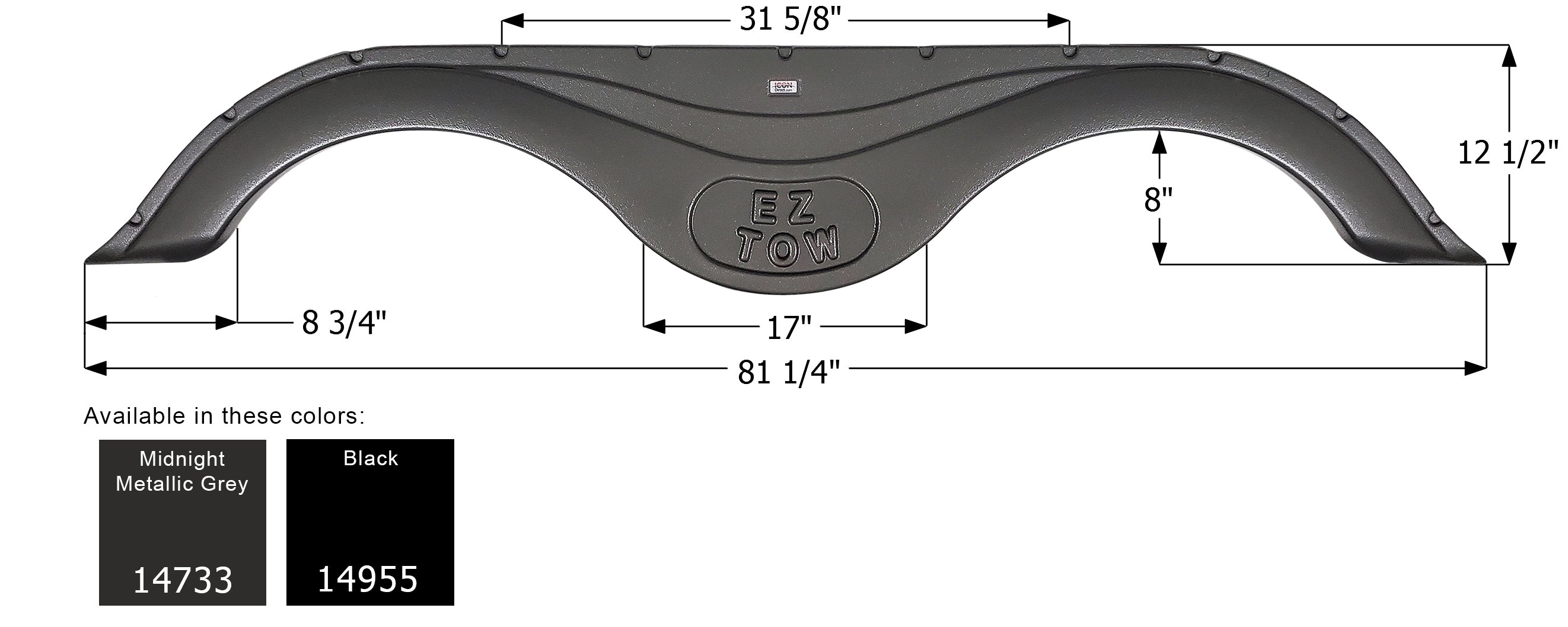 ICON - Fender Skirt, Tandem, Prime Time RV, FS4733, Midnight Met Gr