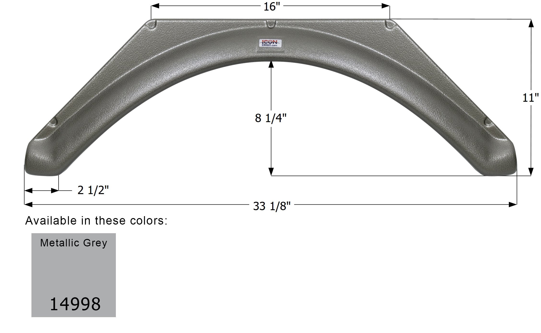 ICON - Fender Skirt, Single, Gulf Stream, FS4998, Metallic Grey