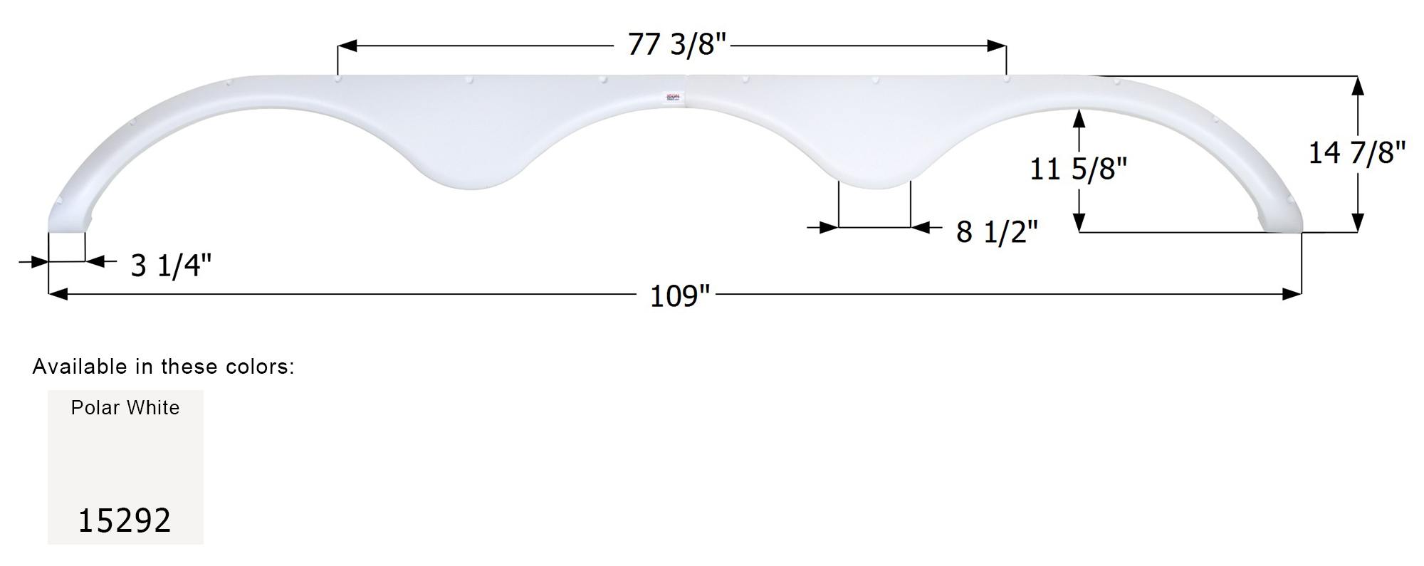 ICON - Fender Skirt, Triple, Jayco, FS5292, Polar White